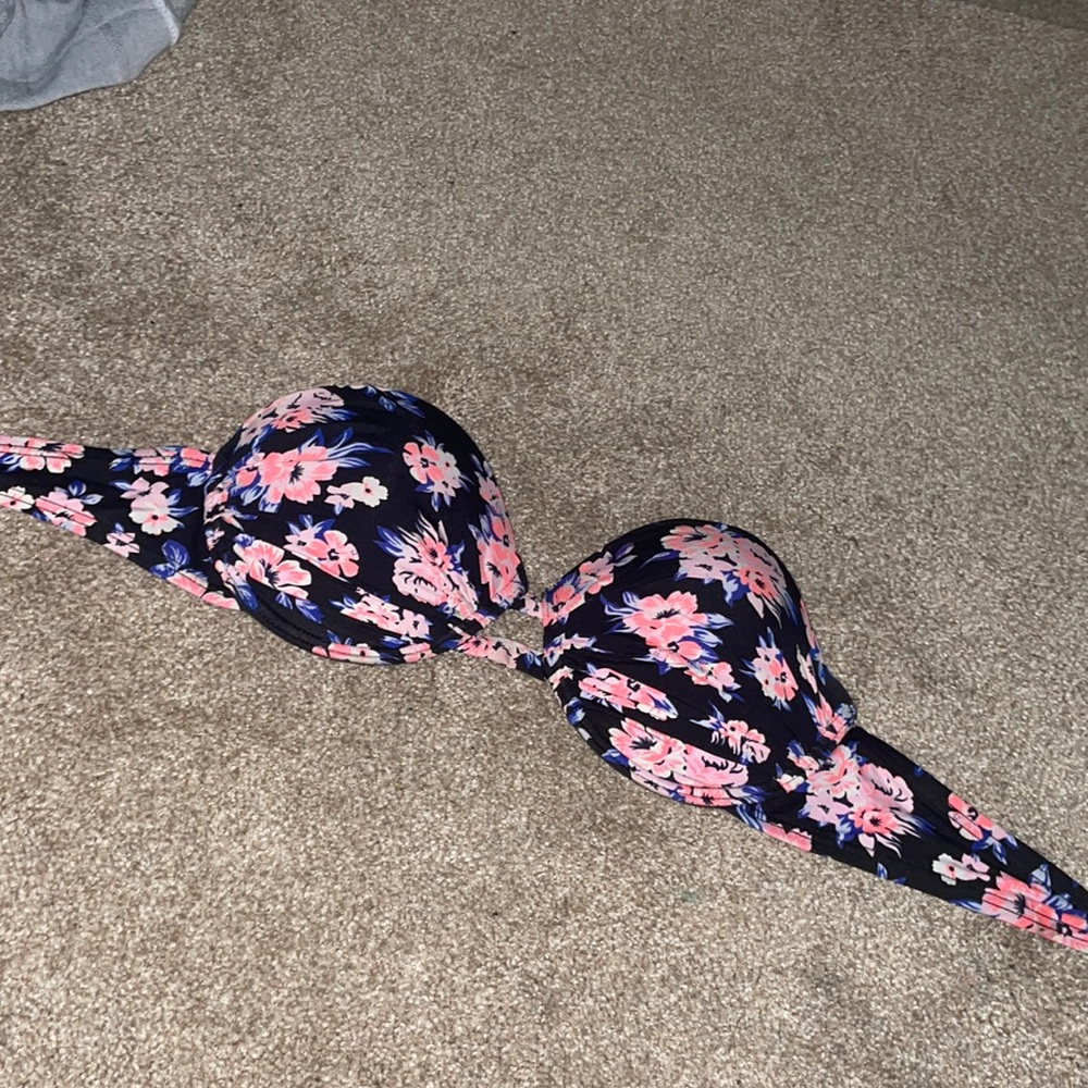 Floral print strapless bikini / bathing suit top